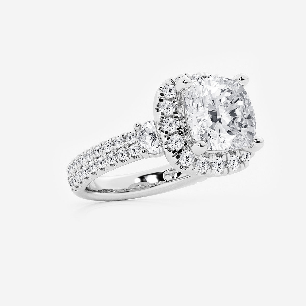 Marbella Cushion Diamond Double Row Halo Ring in Platinum - 6.33 CTW