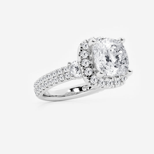 Marbella Cushion Diamond Double Row Halo Ring in Platinum - 6.33 CTW
