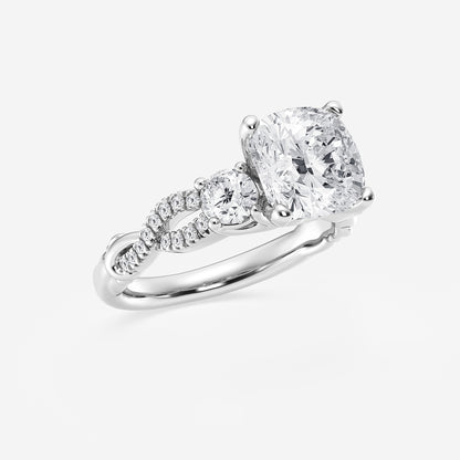 Jessica Cushion Diamond Swirl Engagement Ring in Platinum - 8.6 CTW