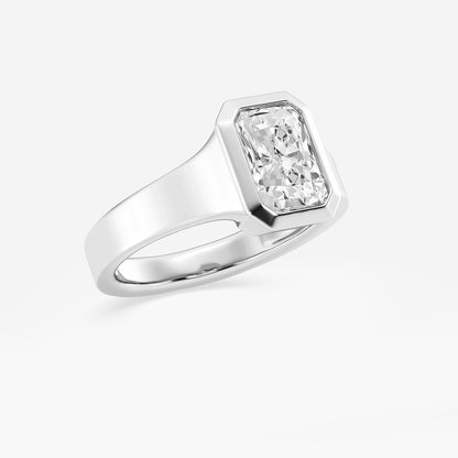 Casa Radiant Diamond Bezel Wide Band Solitaire Engagement Ring