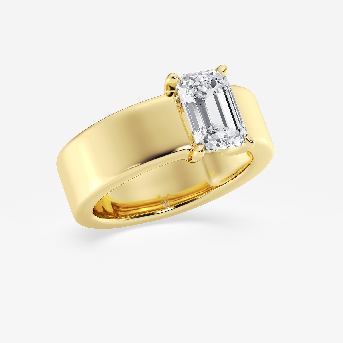 Emery Emerald Diamond Bezel Solitaire Engagement Ring