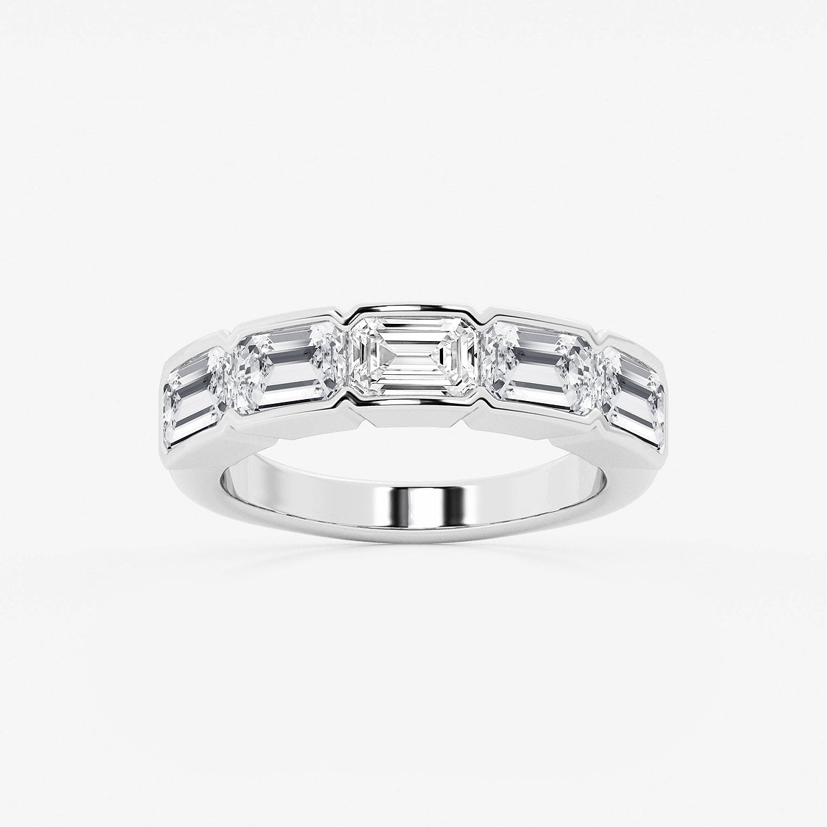 Katherine 3 ctw Emerald Lab Grown Diamond Half Bezel East-West Five Stone Anniversary Band