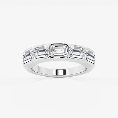 Katherine 3 ctw Emerald Lab Grown Diamond Half Bezel East-West Five Stone Anniversary Band