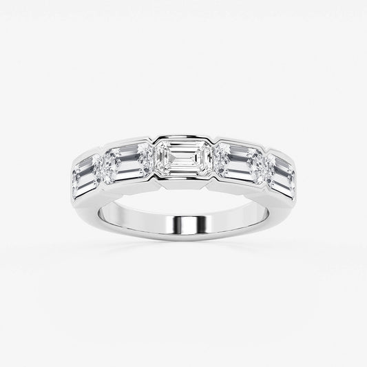 Katherine 3 ctw Emerald Lab Grown Diamond Half Bezel East-West Five Stone Anniversary Band