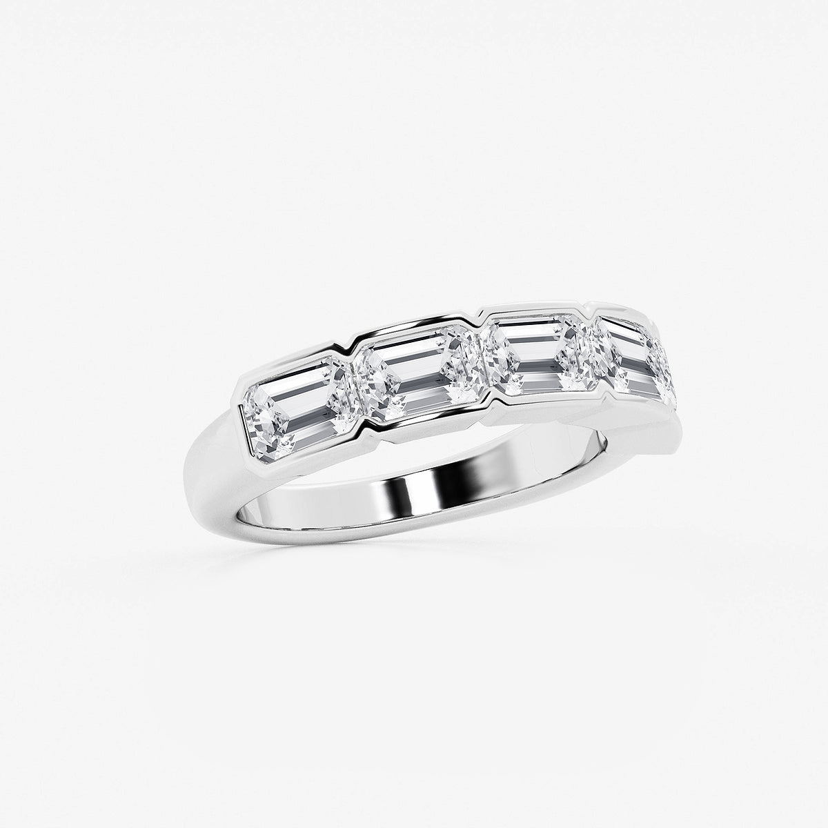 Katherine 3 ctw Emerald Lab Grown Diamond Half Bezel East-West Five Stone Anniversary Band