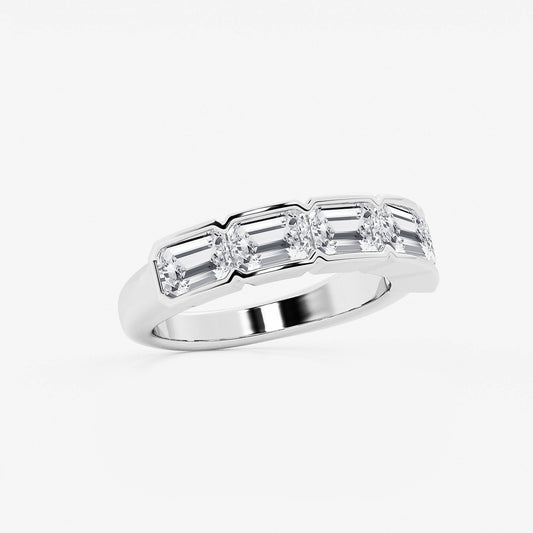 Katherine 3 ctw Emerald Lab Grown Diamond Half Bezel East-West Five Stone Anniversary Band