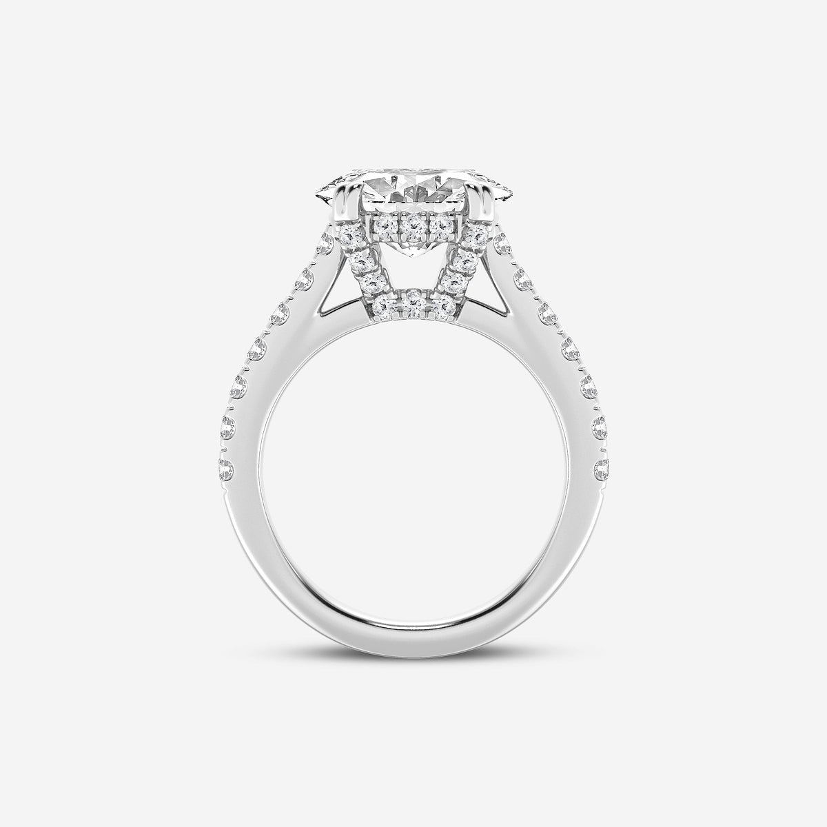 Secret Oval Diamond Hidden Halo Engagement Ring