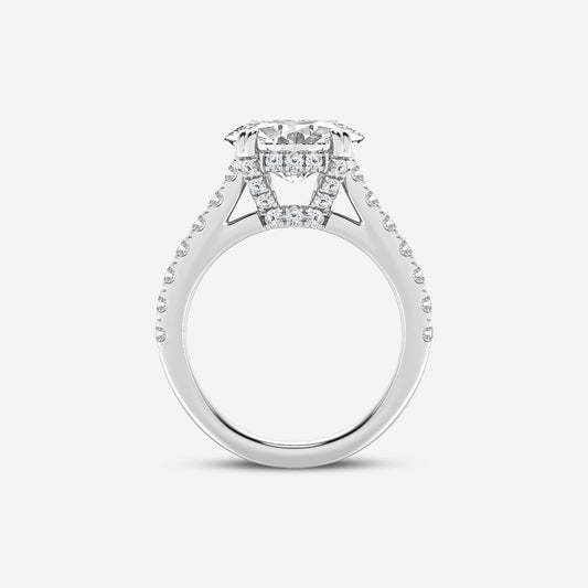 Secret Oval Diamond Hidden Halo Engagement Ring