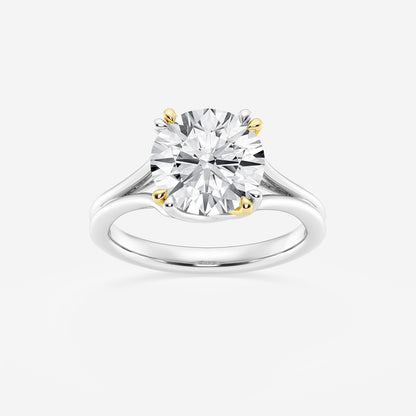 Glimmer Round Diamond Two-Tone Double Prong Hidden Halo Ring in 14K Gold - 3 CTW