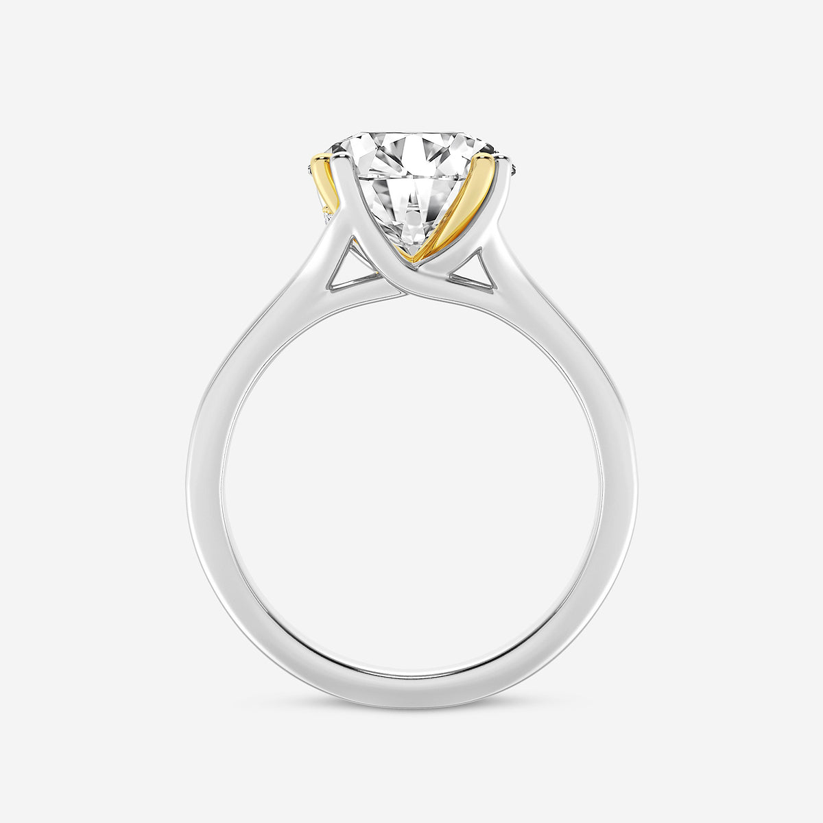 Glimmer Round Diamond Two-Tone Double Prong Hidden Halo Ring in 14K Gold - 3 CTW