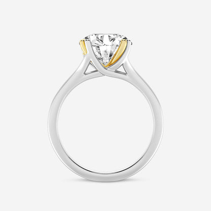 Glimmer Round Diamond Two-Tone Double Prong Hidden Halo Ring in 14K Gold - 3 CTW