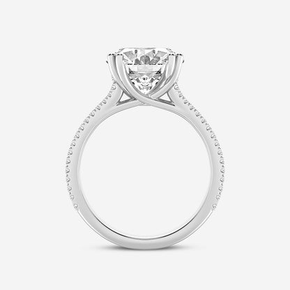 Oval Diamond Double Heart Prong Split Shank Ring in Platinum - 5.33 CTW