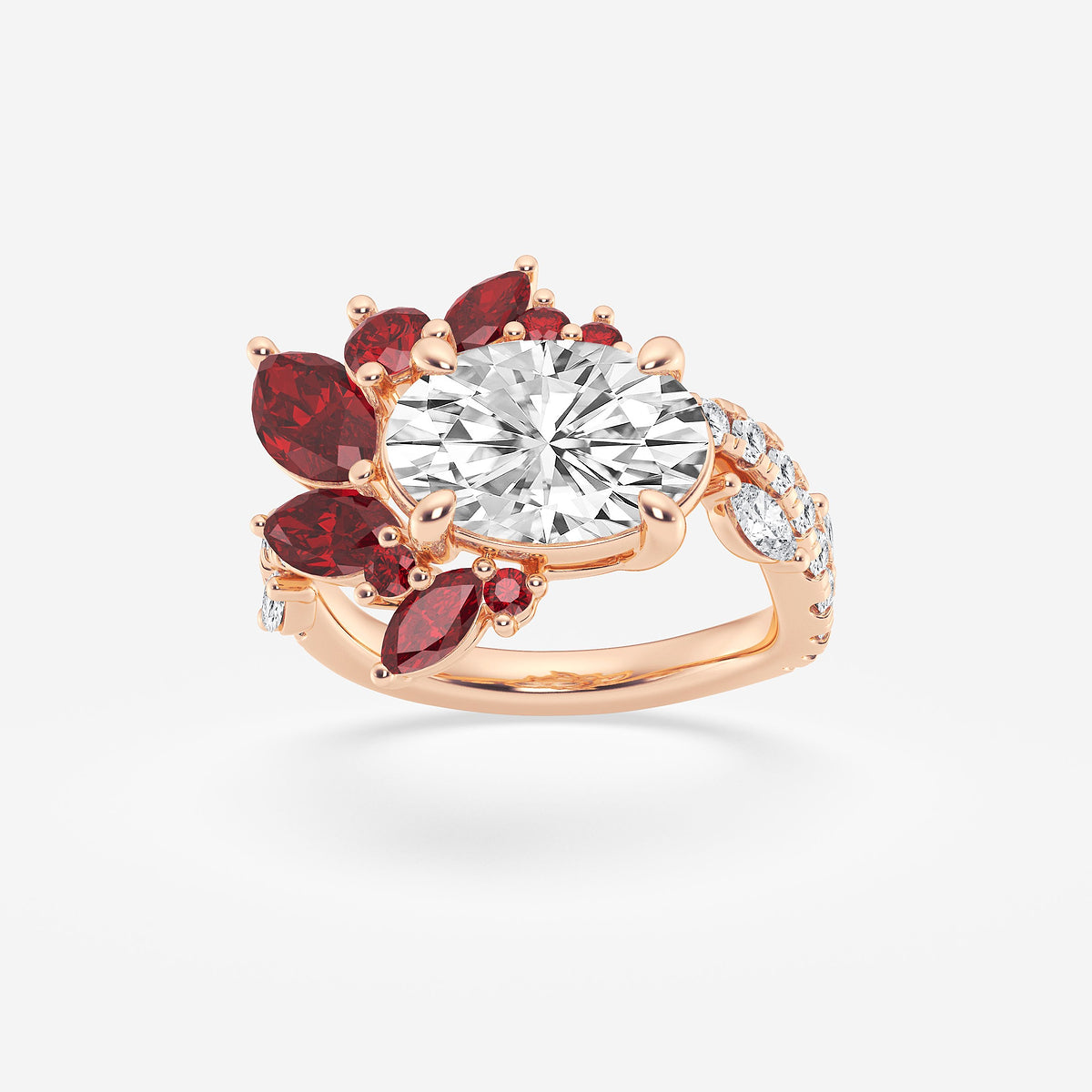 Calla Oval Diamond & Ruby Engagement Ring