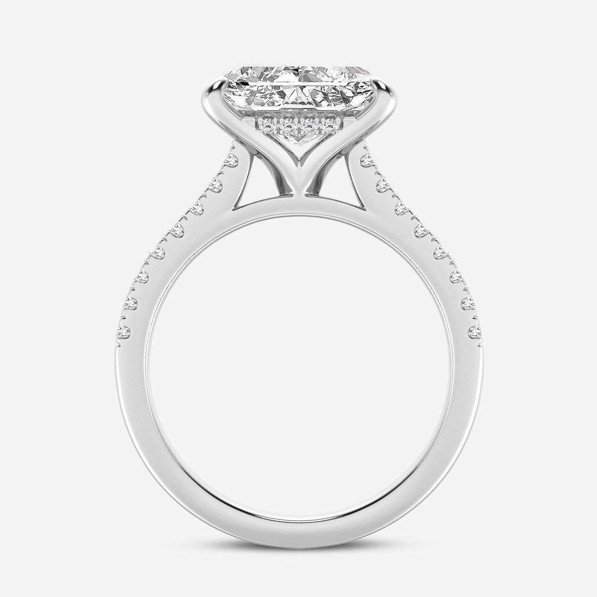 Angie Radiant Diamond Side Stone Engagement Ring