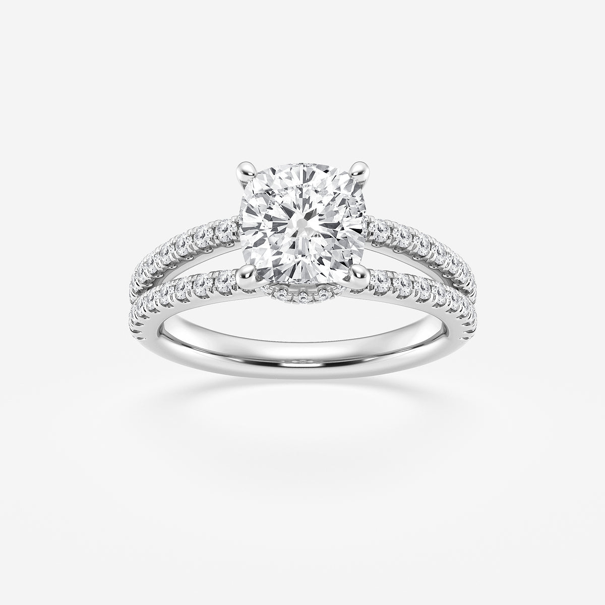 Zenobia Cushion Diamond Hidden Halo Engagement Ring