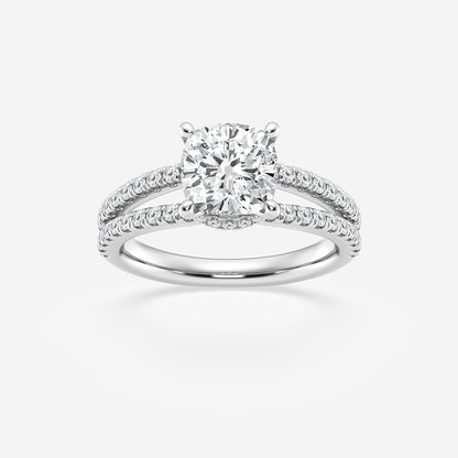 Zenobia Cushion Diamond Hidden Halo Engagement Ring