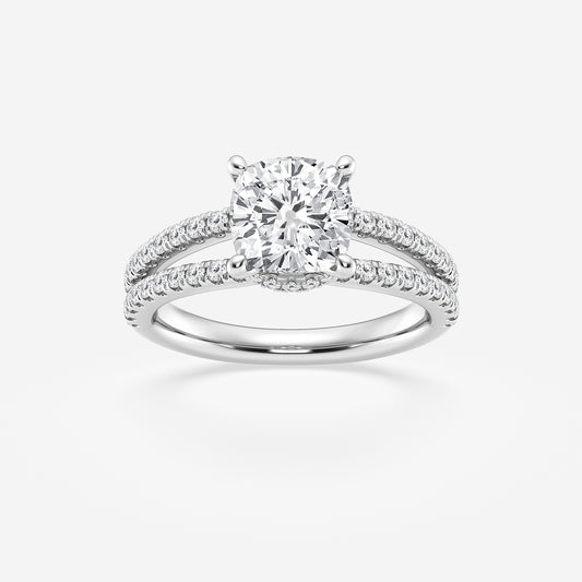 Zenobia Cushion Diamond Hidden Halo Engagement Ring
