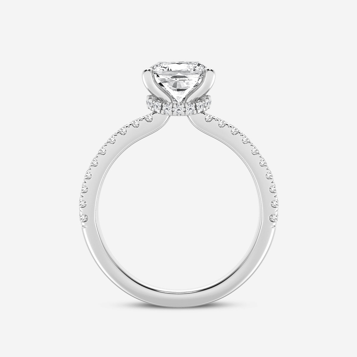 Zenobia Cushion Diamond Hidden Halo Engagement Ring