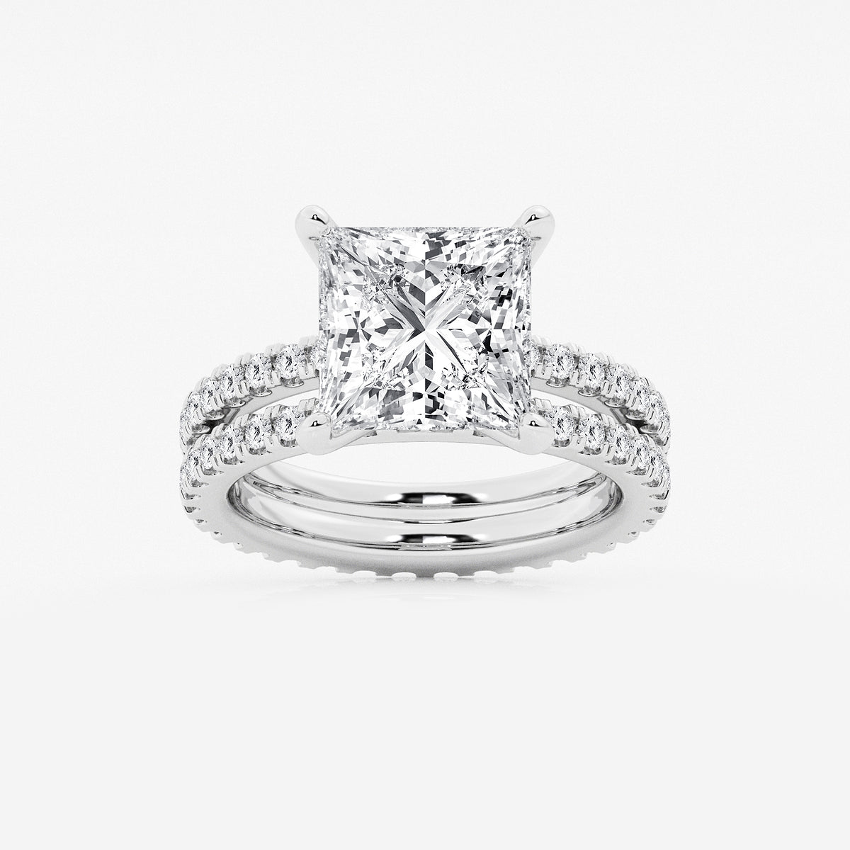 Maya Princess Diamond Split Double Band Eternity Ring in Platinum - 6.2 CTW