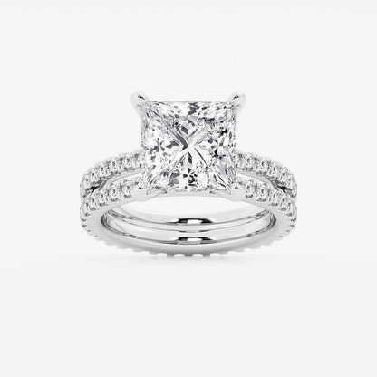 Maya Princess Diamond Split Double Band Eternity Ring in Platinum - 6.2 CTW