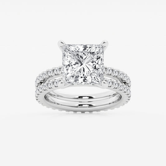 Maya Princess Diamond Split Double Band Eternity Ring in Platinum - 6.2 CTW