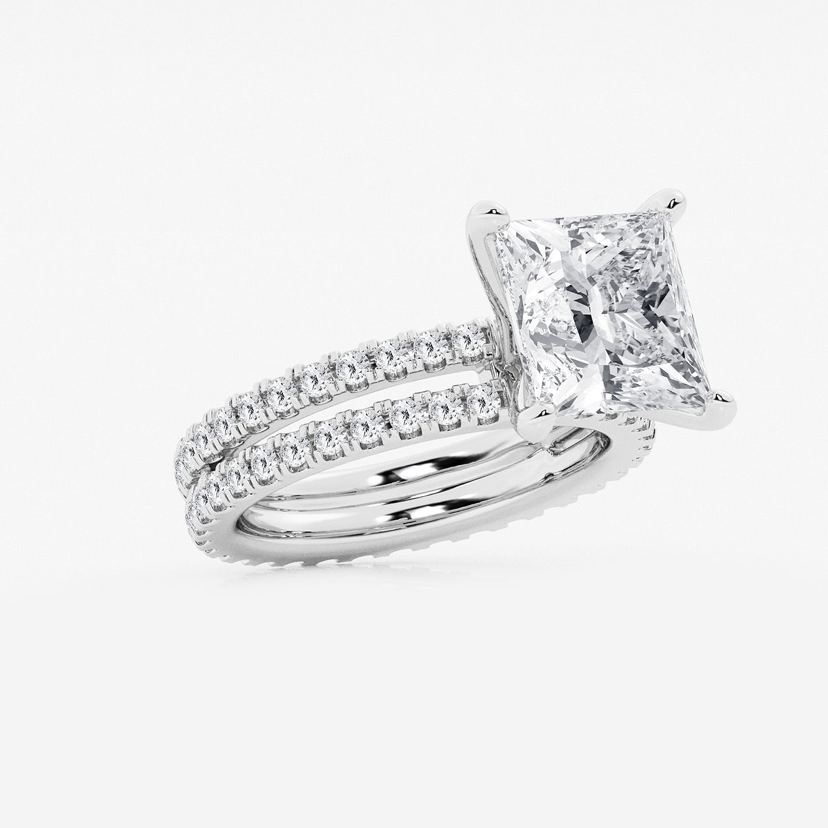 Maya Princess Diamond Split Double Band Eternity Ring in Platinum - 6.2 CTW