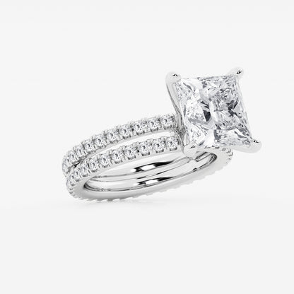 Maya Princess Diamond Split Double Band Eternity Ring in Platinum - 6.2 CTW
