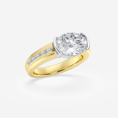 Kassidy Oval Diamond Engagement Ring with Emerald Accents