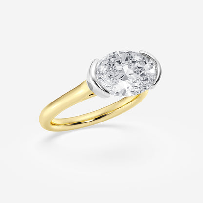 Siren Oval Diamond Half-Bezel Solitaire Engagement Ring