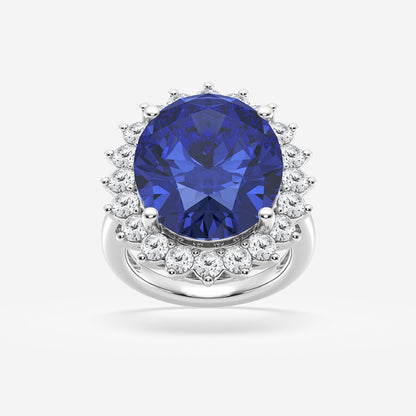 Periwinkle Oval Sapphire Engagement Ring with Round Diamonds