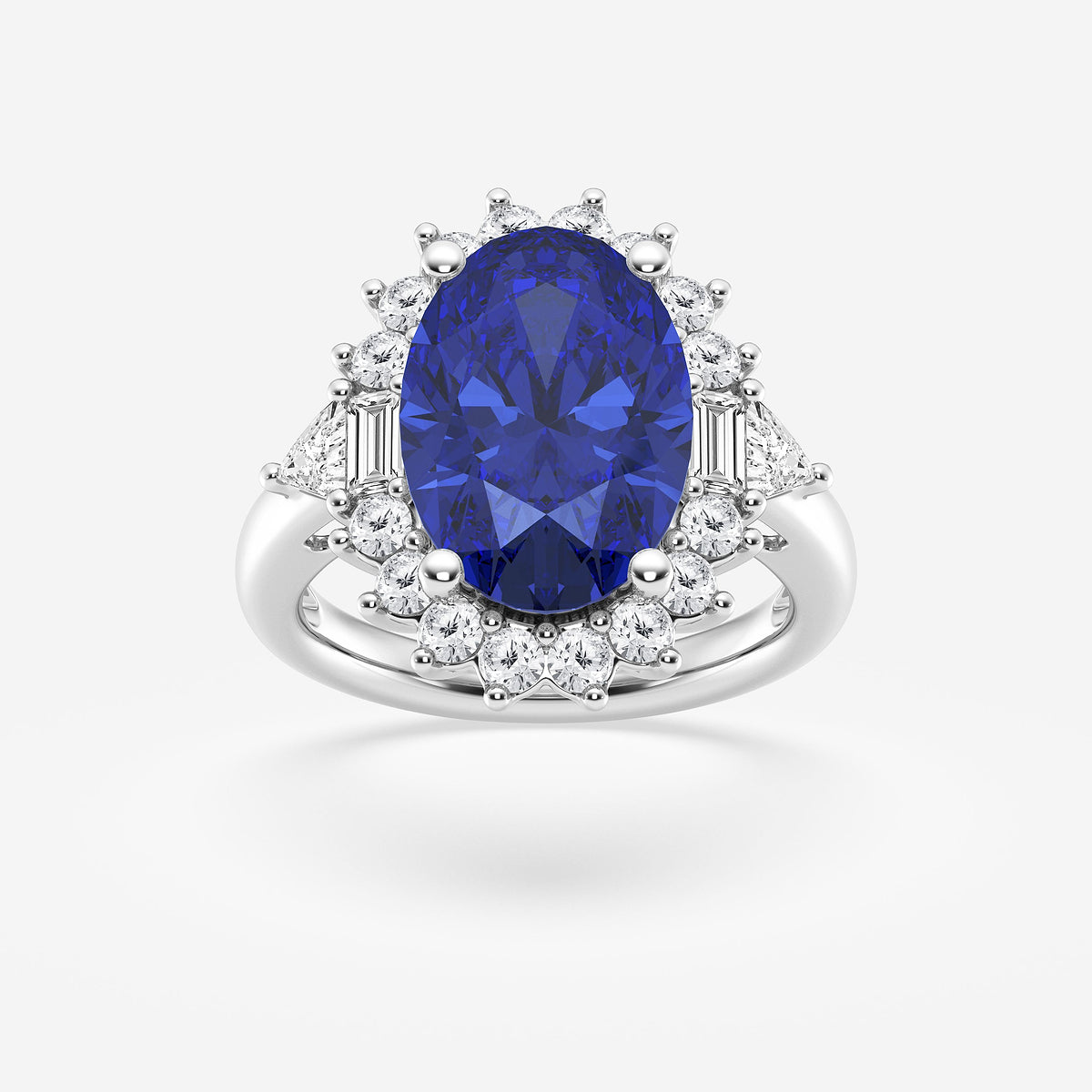 Trumpet Vine Oval Sapphire Ring with Multi-Shape Diamonds