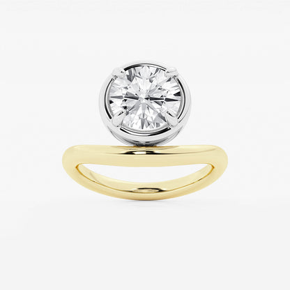 Curve Droplet Round Diamond Solitaire Ring