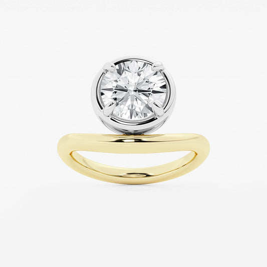 Curve Droplet Round Diamond Solitaire Ring