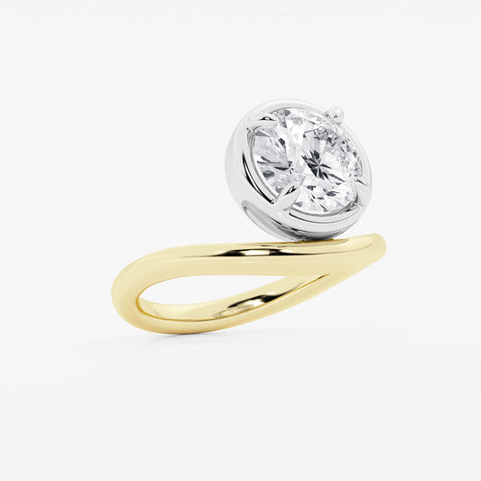 Curve Droplet Round Diamond Solitaire Ring