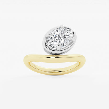 Curve Dewdrop Oval Solitaire Ring