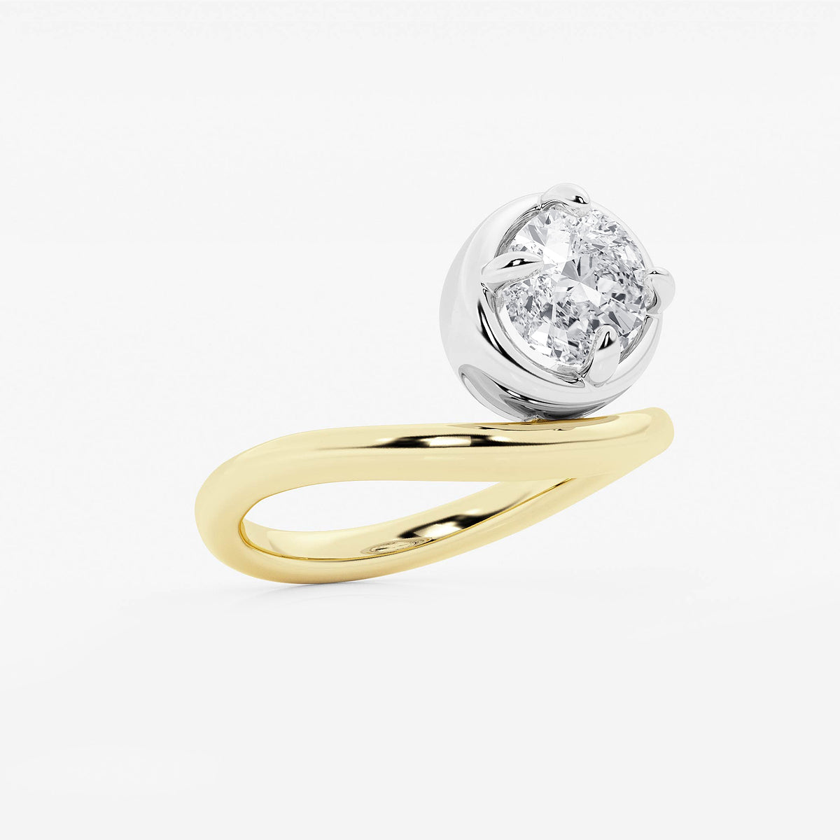 Curve Dewdrop Oval Solitaire Ring