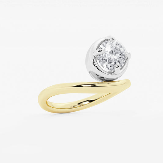 Curve Dewdrop Oval Solitaire Ring