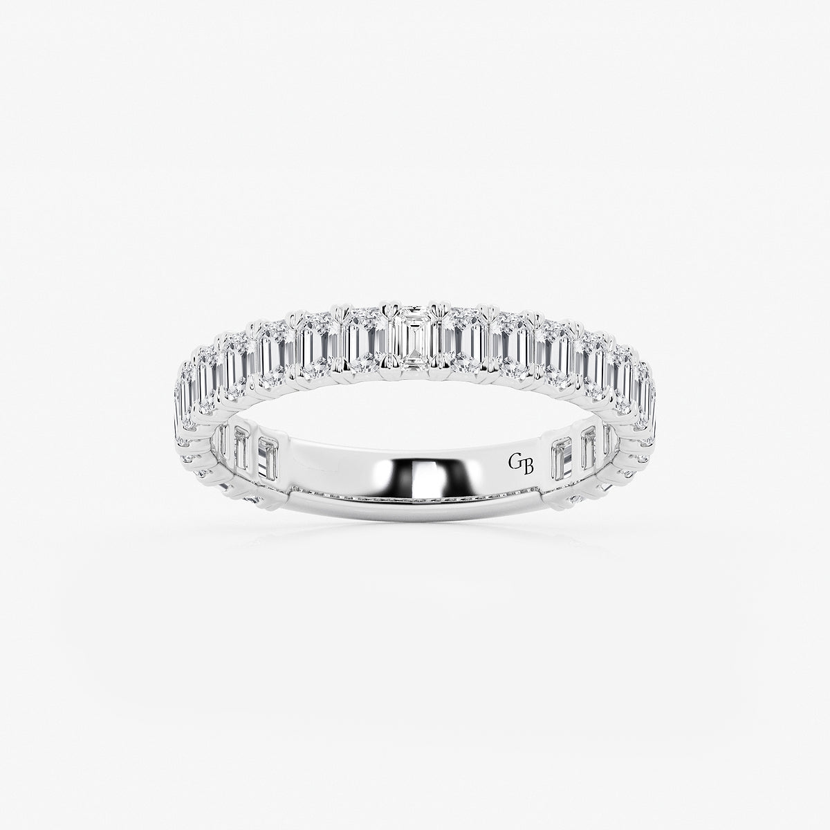 Gianna 1 1/2 ctw Emerald Lab Grown Diamond Three Quarter Eternity Wedding Band    14K White Gold, DE, VS1