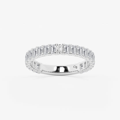 Gianna 1 1/2 ctw Emerald Lab Grown Diamond Three Quarter Eternity Wedding Band    14K White Gold, DE, VS1