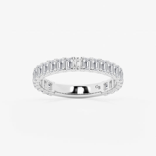 Gianna 1 1/2 ctw Emerald Lab Grown Diamond Three Quarter Eternity Wedding Band    14K White Gold, DE, VS1