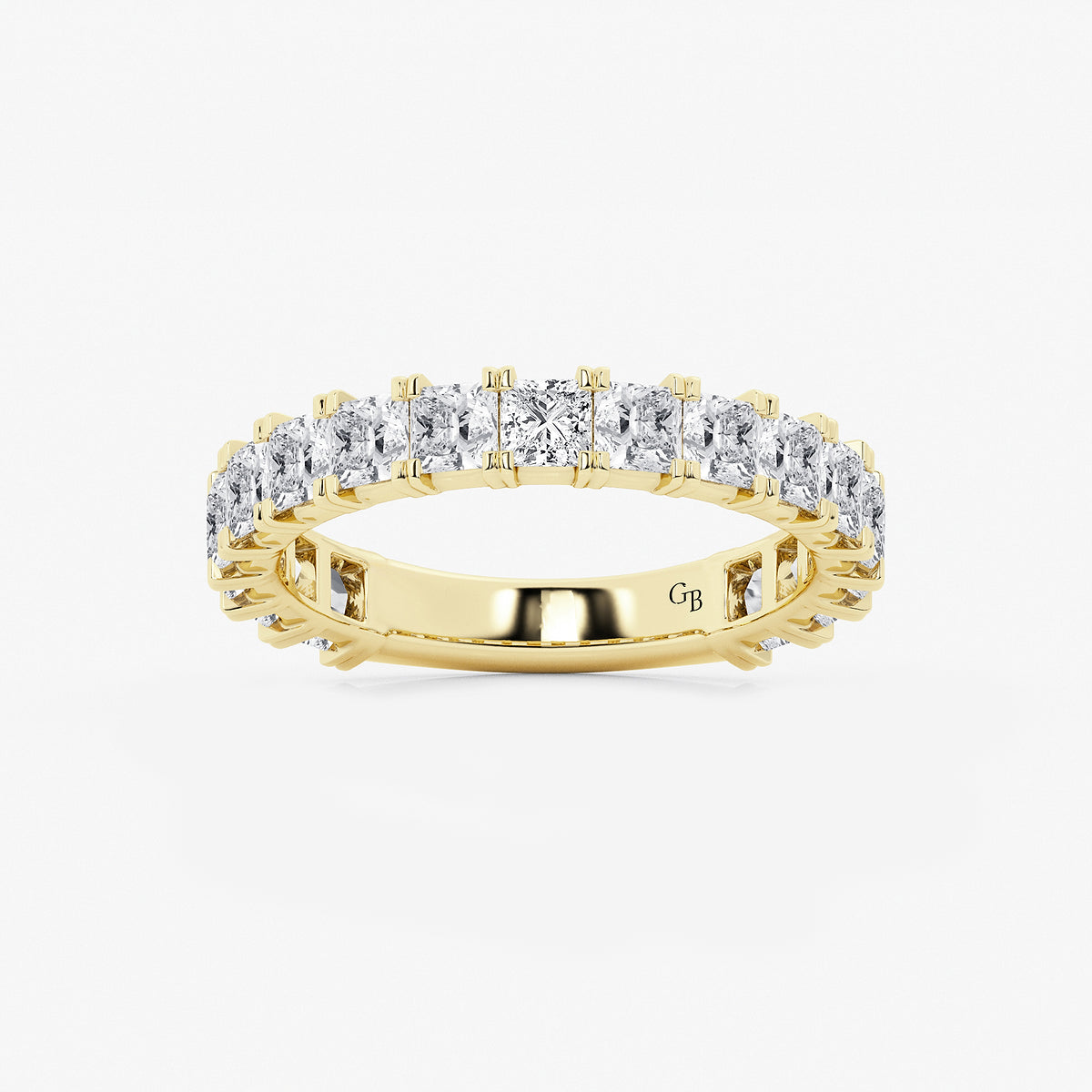 Charity 2 ctw Princess Lab Grown Diamond Three Quarter Eternity Wedding Band    14K Yellow Gold, DE, VS1