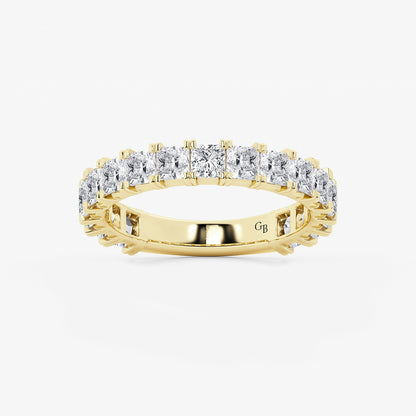 Charity 2 ctw Princess Lab Grown Diamond Three Quarter Eternity Wedding Band    14K Yellow Gold, DE, VS1