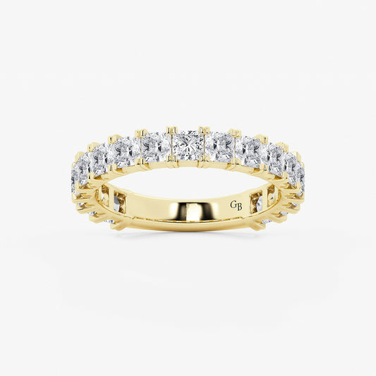 Charity 2 ctw Princess Lab Grown Diamond Three Quarter Eternity Wedding Band    14K Yellow Gold, DE, VS1