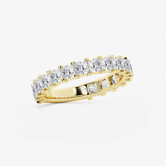 Charity 2 ctw Princess Lab Grown Diamond Three Quarter Eternity Wedding Band    14K Yellow Gold, DE, VS1