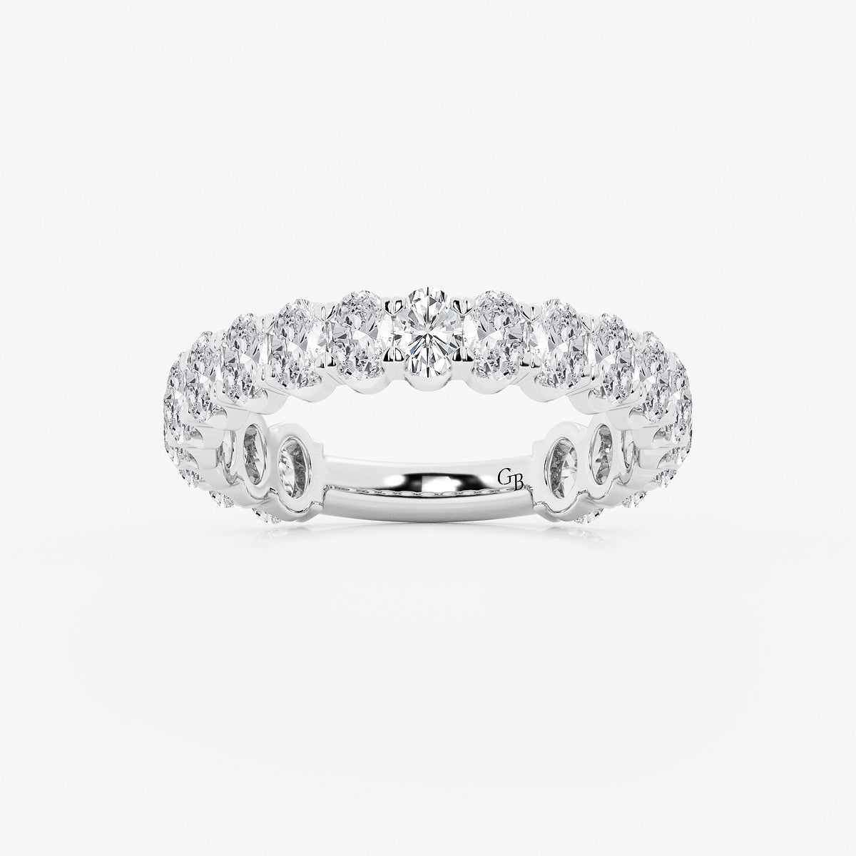 2 ctw Oval Lab Grown Diamond Three Quarter Eternity Wedding Band    Platinum, DE, VS1
