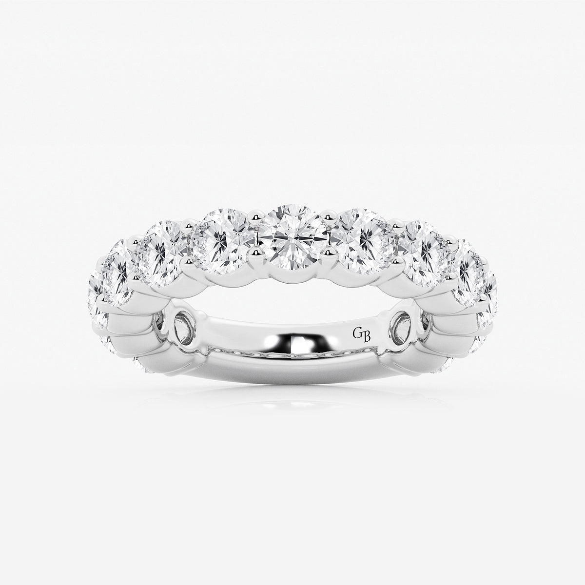 Pamela 4 ctw Round Lab Grown Diamond Three Quarter Eternity Shared Prong Wedding Band    Platinum, DE, VS1