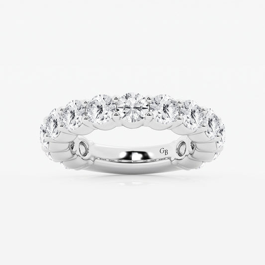Pamela 4 ctw Round Lab Grown Diamond Three Quarter Eternity Shared Prong Wedding Band    Platinum, DE, VS1
