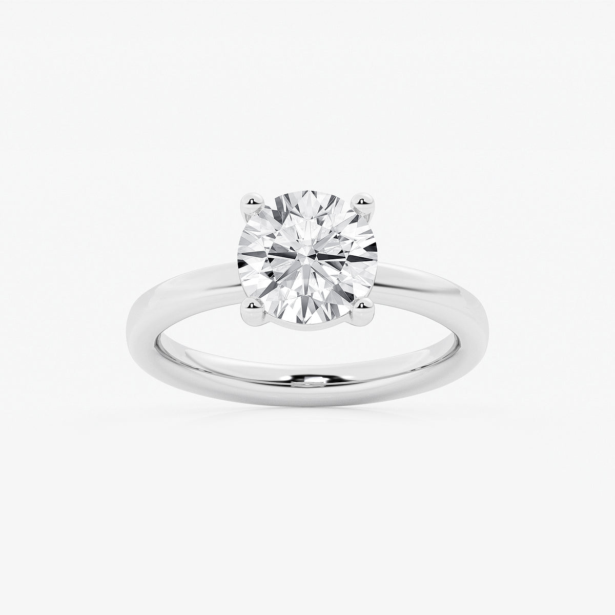 Gala Round Diamond Low Setting Solitaire Ring in 14K White Gold - 2 CTW