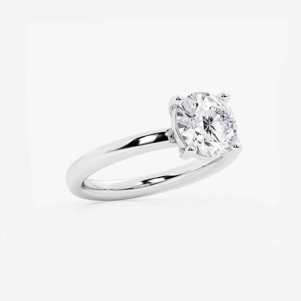 Gala Round Diamond Low Setting Solitaire Ring in 14K White Gold - 2 CTW