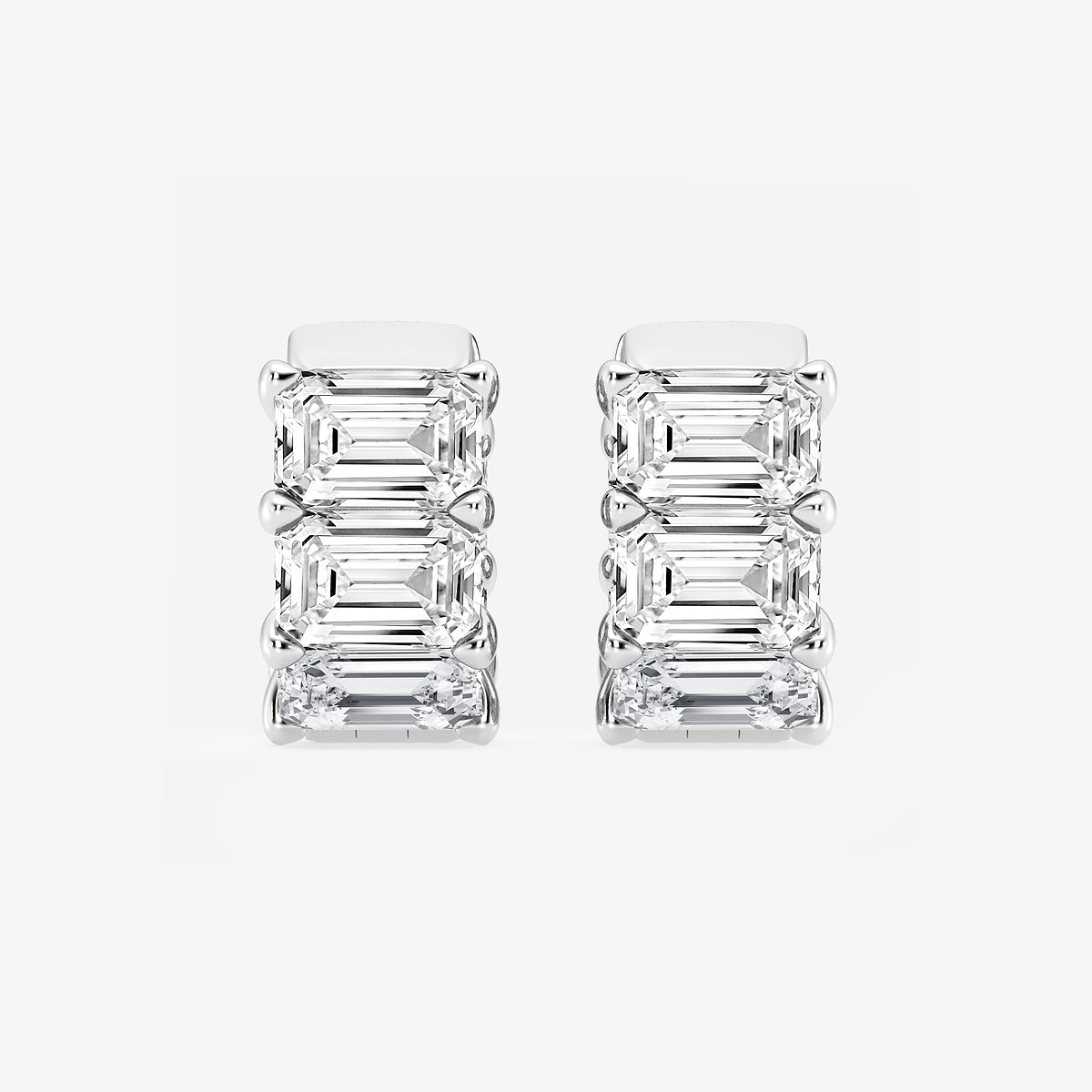 10 ctw Emerald Lab Grown Diamond Huggie Hoop Earrings    Platinum, E, VS1